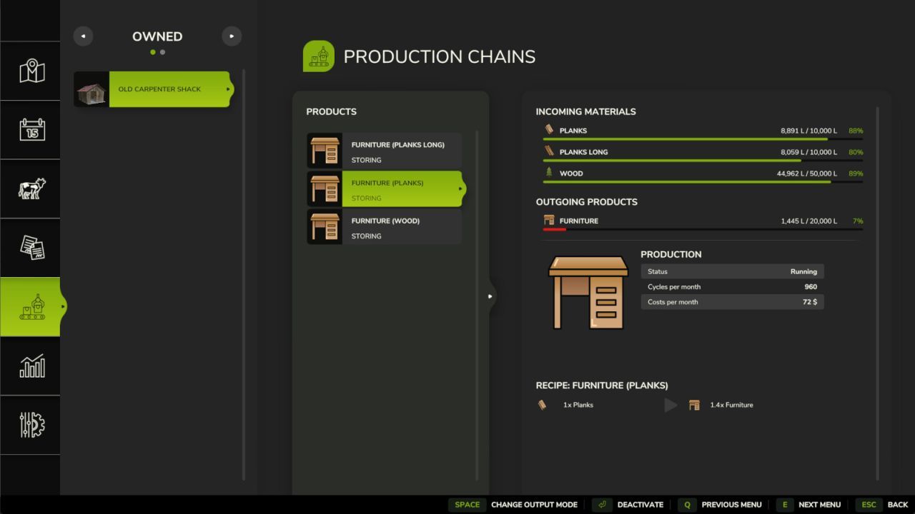 Alter Zimmermanns-Schuppen — Möbelproduktion aus Brettern in FS25
