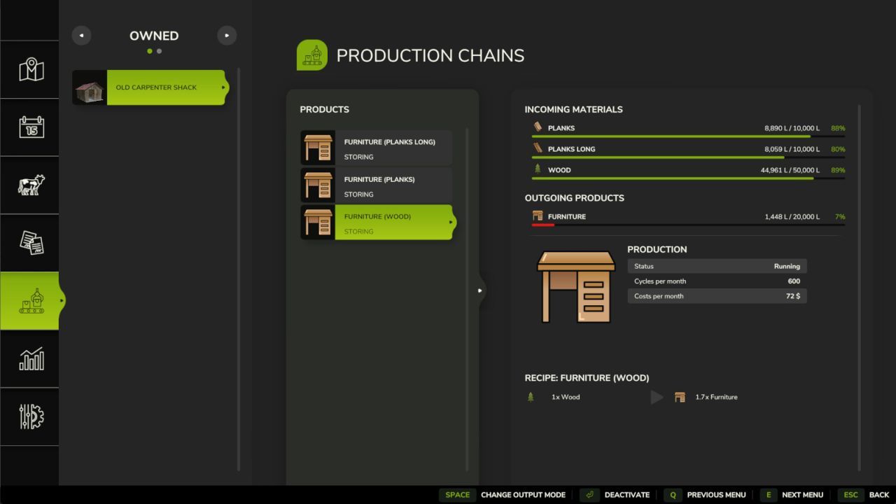 Alter Zimmermanns-Schuppen — Möbelproduktion aus Brettern in FS25