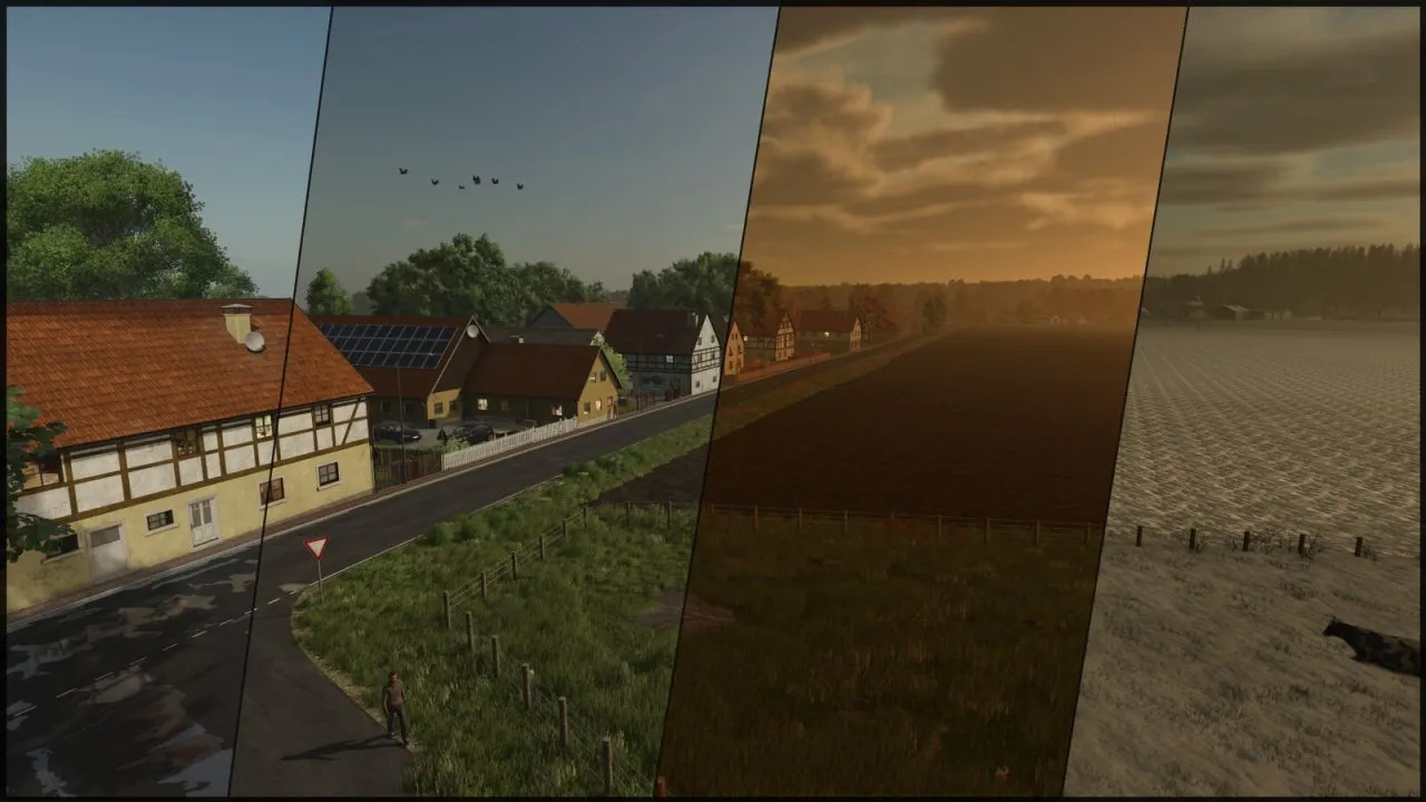 Atmosphärische Karte Somewhere In Thuringia IV Crossplay — Realistische Felder, Wälder und Gärten in FS25