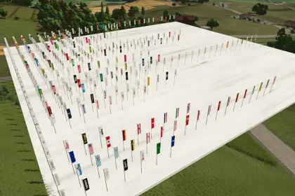 Гігантський XXL Flag Pack Prefab — 300+ Прапорів для Декору Ферм у Farming Simulator 25 — 2