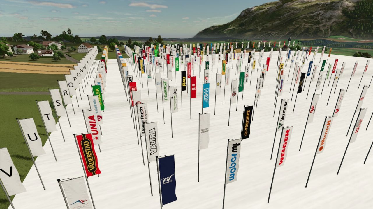 Gigantisches XXL Flag Pack Prefab — 300+ Flaggen zur Dekoration von Farmen in Farming Simulator 25 - Screenshots