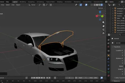Новий Audi A8 Prefab для FS25 — Детальна 3D Модель з Текстурами та Окремими Дверима — 3