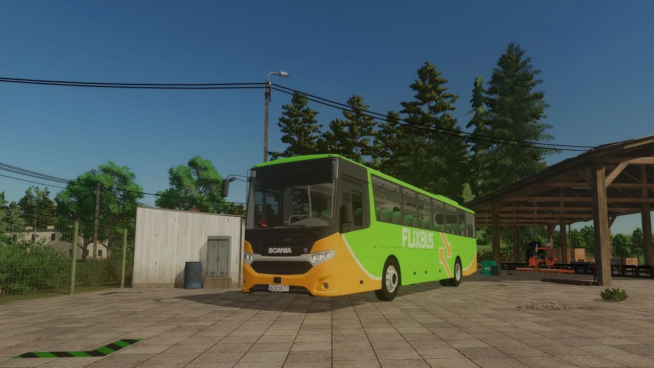 Новий Автобус Scania Interlink у Лівереї FLIXBUS для Farming Simulator 25
