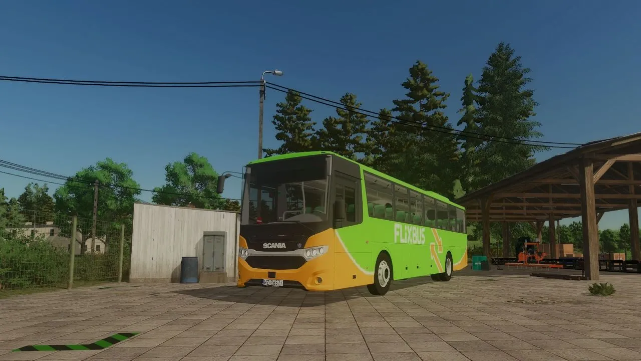 Новий Автобус Scania Interlink у Лівереї FLIXBUS для Farming Simulator 25