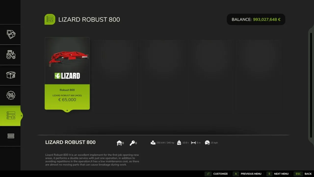 Ефективний Агрегат Lizard Robust 800 — Швидке Освоєння Нових Полів у Farming Simulator 25