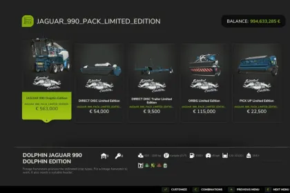 Limitierter Claas Jaguar 990 TT Pack Limited Edition für FS25 — 45 km/h und Haufen Custom