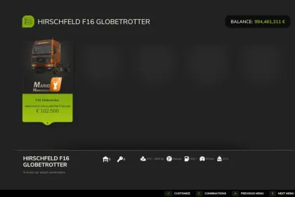 Легендарна Вантажівка Volvo F16 Hirschfeld Version для Farming Simulator 25 — 2