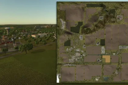 Нова Американська Карта The Elm Rochester — Великі Поля, Виробництва та Потяг у FS25 — 2