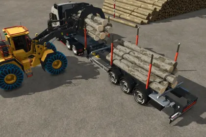 Лісовозний напівпричіп без платформи для Farming Simulator 25.