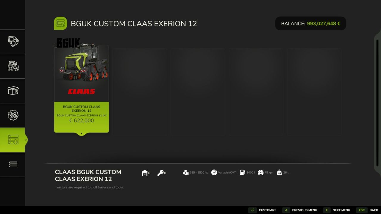 Потужний Трактор BGUK Custom Claas Xerion 12 — 2500 к.с. та Преміум Світло для FS25
