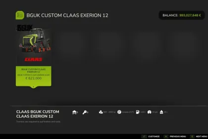 Потужний Трактор BGUK Custom Claas Xerion 12 — 2500 к.с. та Преміум Світло для FS25 — 3