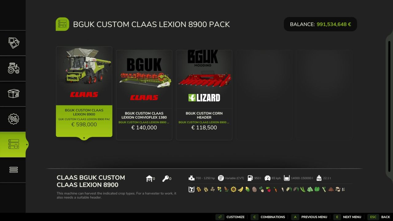 Легендарний Комбайн Claas Lexion 8900 Completely Customized — Максимальна Швидкість і Преміум Світло