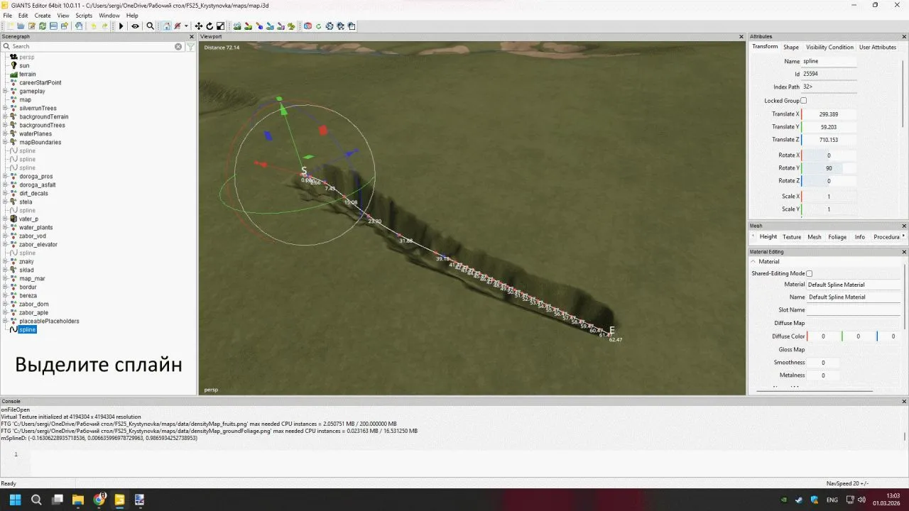 Ефективний River from Spline для FS25 — Швидке Створення Реалістичної Річки в GIANTS Editor