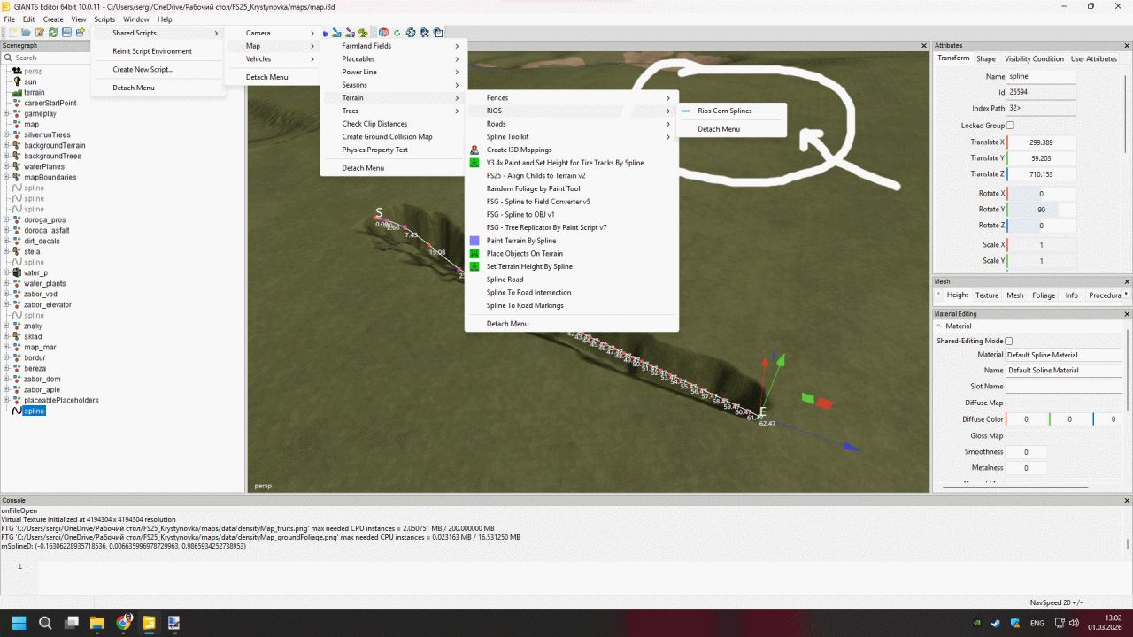 Ефективний River from Spline для FS25 — Швидке Створення Реалістичної Річки в GIANTS Editor