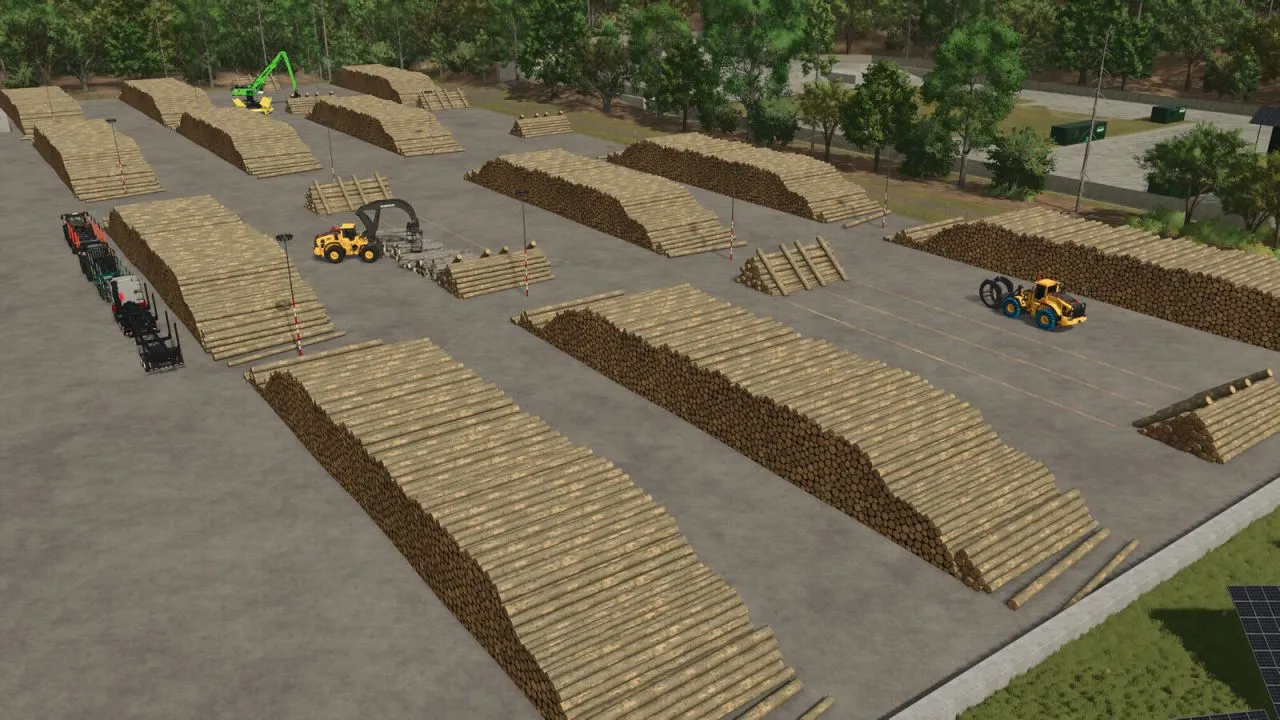 Dekoracyjne stosy drewna do tartaku (Sawmill Decoration Woodpiles) dla Farming Simulator 25