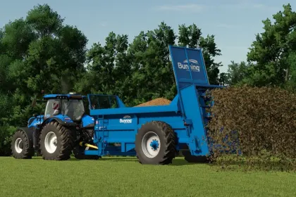 Efficient Bunning Lowlander Mk4 105 Spreader — Perfect for Medium Farms in FS25
