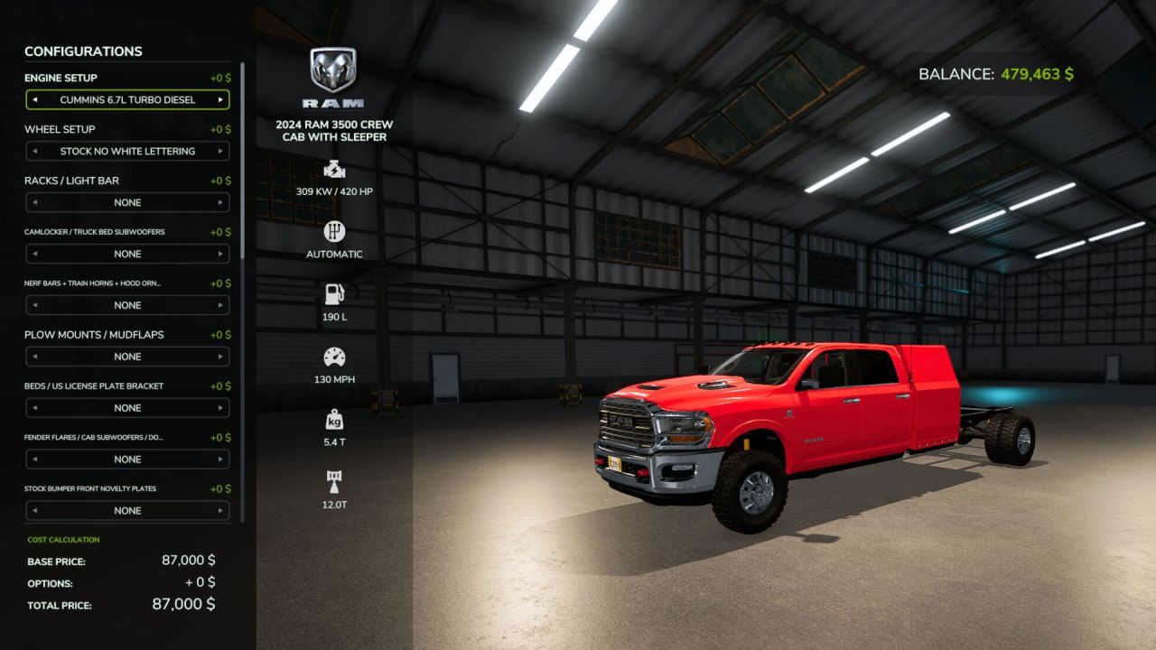 Потужний Пікап 2024 Ram 3500 CrewCab With Sleeper для Farming Simulator 25 — Тюнінг, 5th Wheel і Робота на Фермі