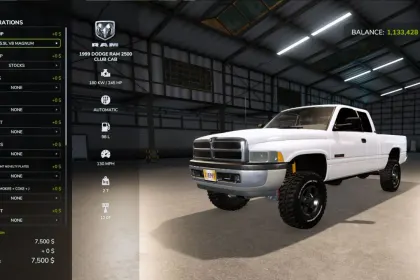 Потужний Пікап 1999 Dodge Ram 2500 Club Cab — 4x4 Тягач для Причепів у FS25 — 6