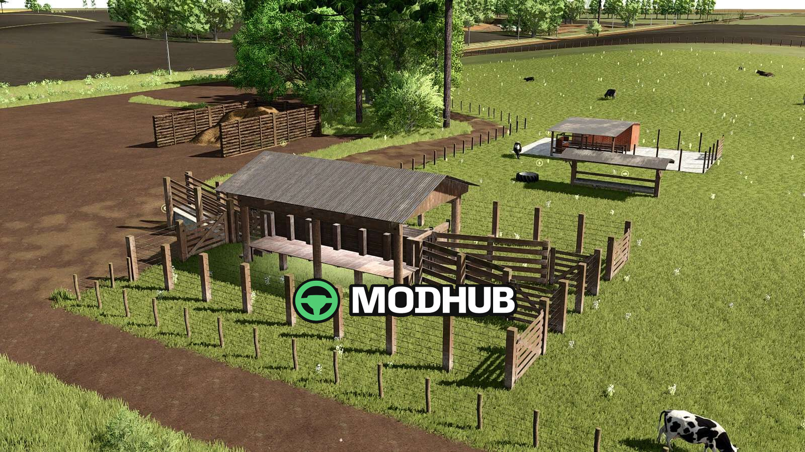 Mod für Tierhaltungsanlagen Cow Pasture With Milking Barn für Farming Simulator 25