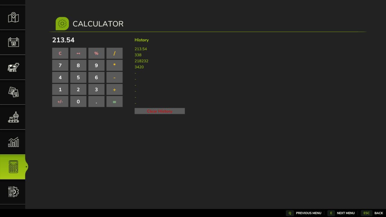 New Mod Menu Calculator for Farming Simulator 25 - Simple and Convenient