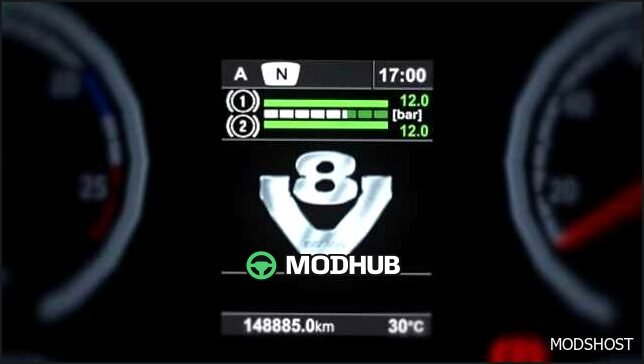 V8 Екран для Scania OLD - Ексклюзивна Панель, Реалістичний Дашборд 1.58