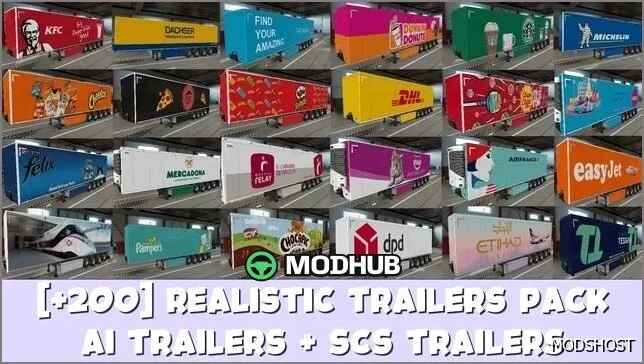 +200 Realistic Trailers Pack (Owned + AI Regional) France Update ETS2 Mod