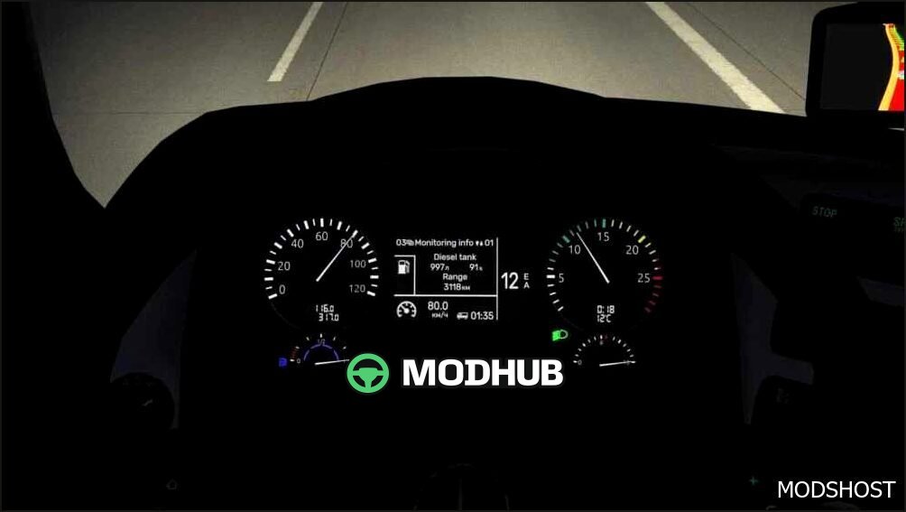 Verbesserte Mercedes Benz Actros MP3 Armaturenbrett 1.58 – realistisch und funktional