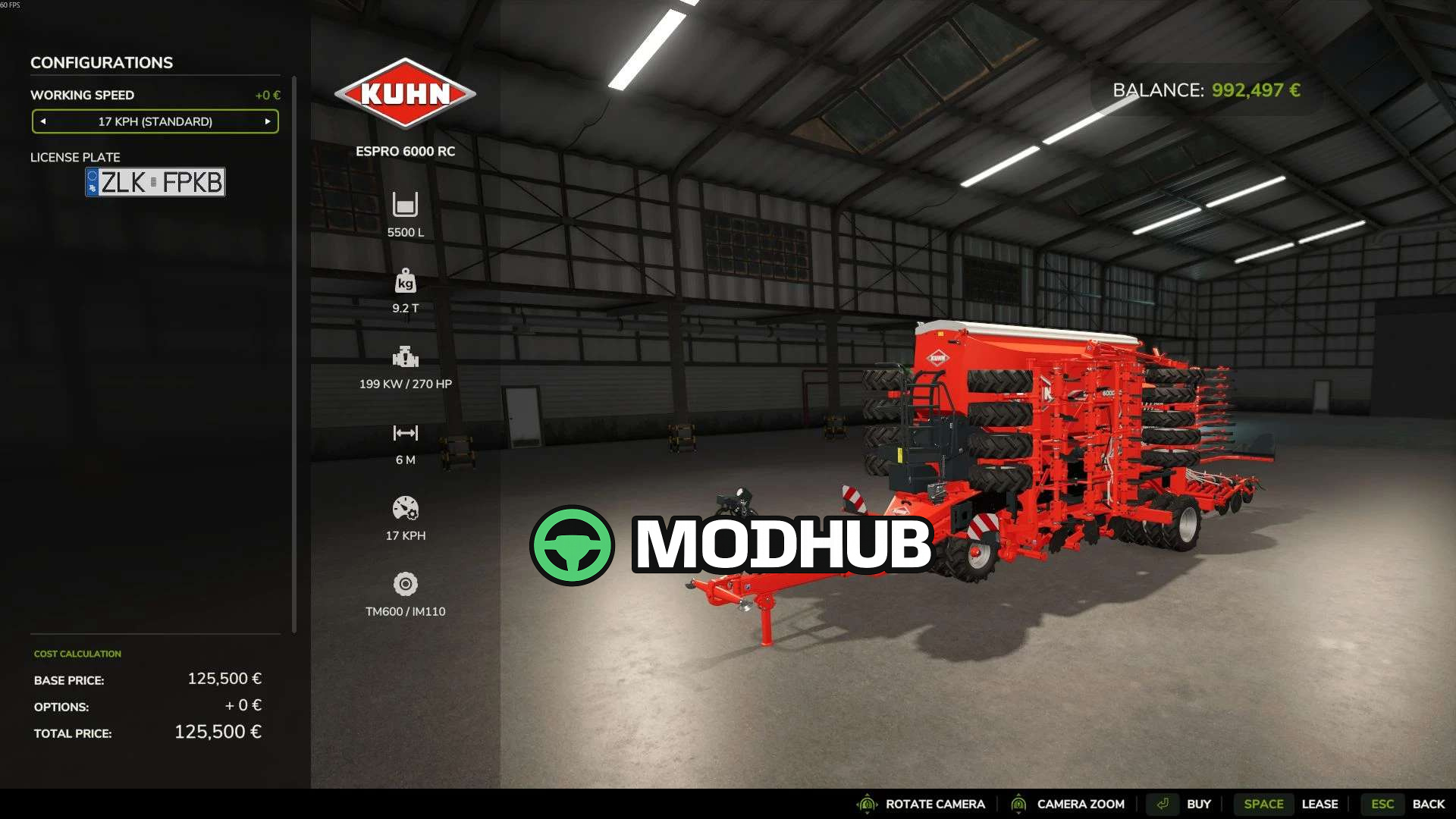 Mod na Siewniki Kuhn Espro 6000 RC (funkcja Treamlines) dla Farming Simulator 25
