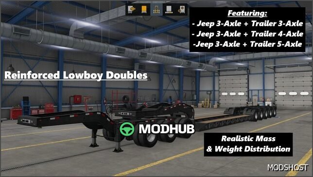 Reinforced Lowboy Doubles ATS Trailer Mod - Realistic and Powerful