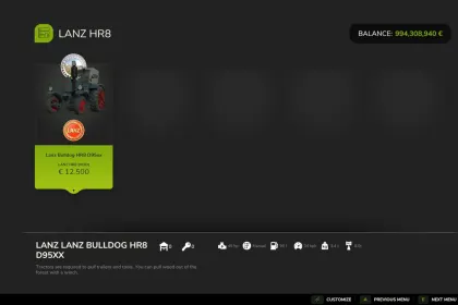 Lanz Bulldog HR8 для Farming Simulator 25