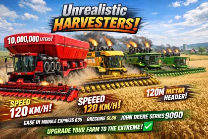 Ефективний Мод Unrealistic Harvesters для Farming Simulator 25