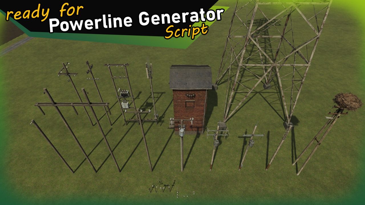 Efficient PowerPole Set (Prefab) Mod for Farming Simulator 25