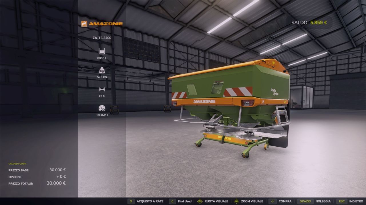 Efficient Spreader Amazone ZA-TS 3200 for Farming Simulator 25