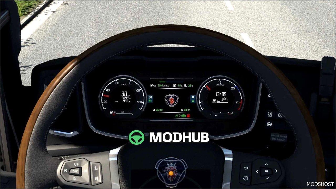 Scania NG Improved Dashboard 1.58 – sleek and functional