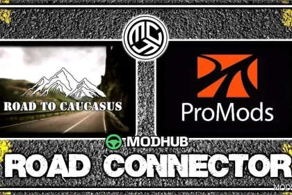 Road to Caucasus + Promods Road Connector V1.6 - thrilling map mod
