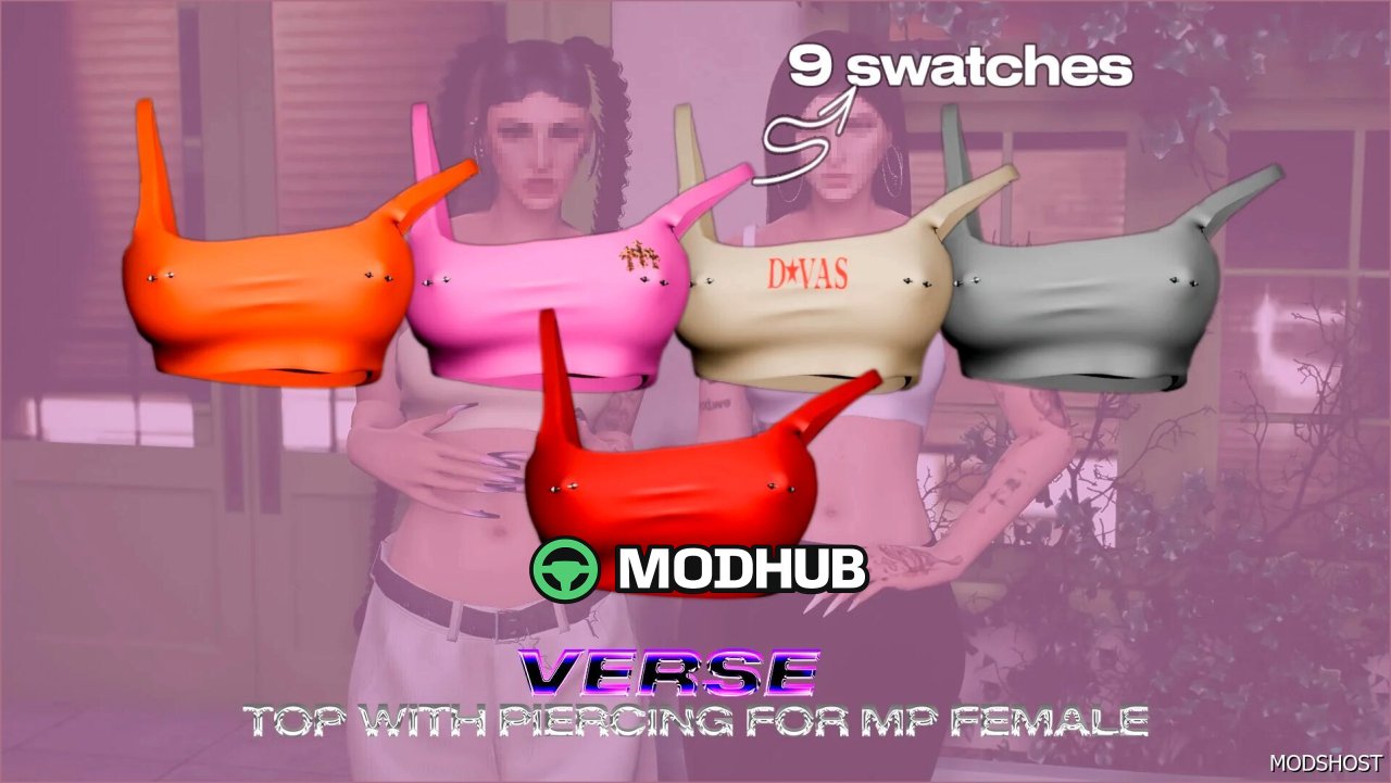 Стильний базовий топ з пірсингом для MP жінок GTA 5