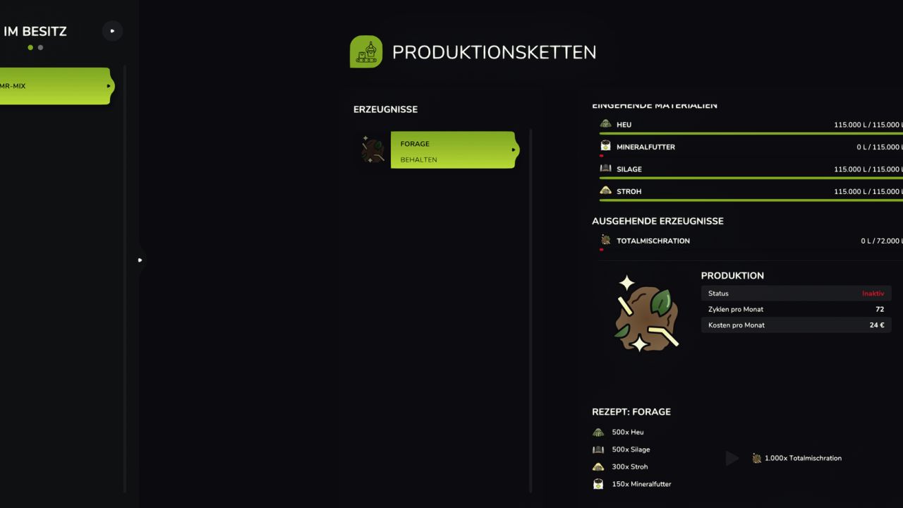 Futtermischanlage für Rinder (TMR-Produktion) für Farming Simulator 25
