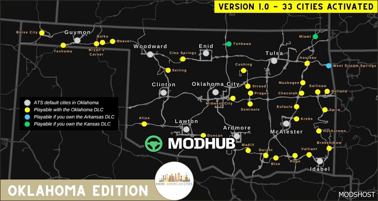 Більше американських міст (Оклахома) V1.6 - захоплюючий картографічний мод