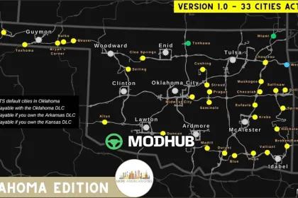Більше американських міст (Оклахома) V1.6 - захоплюючий картографічний мод