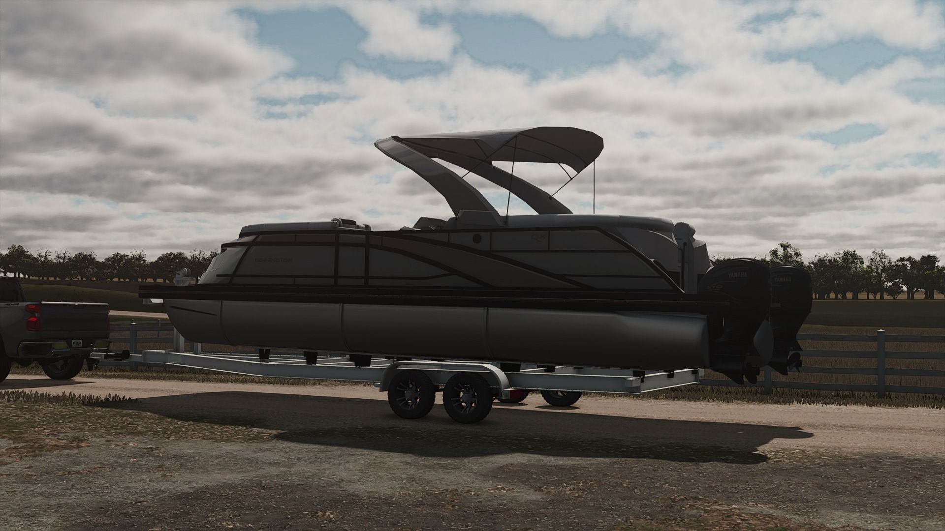 2025 Bennington Q Line — понтонний човен і причіп для Farming Simulator 25