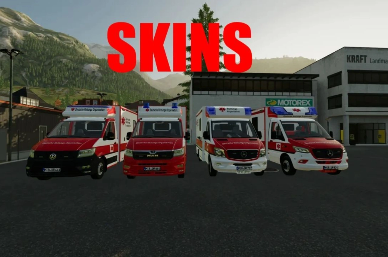 Пакет скінів німецької рятувальної організації Fahrtec для Farming Simulator 22