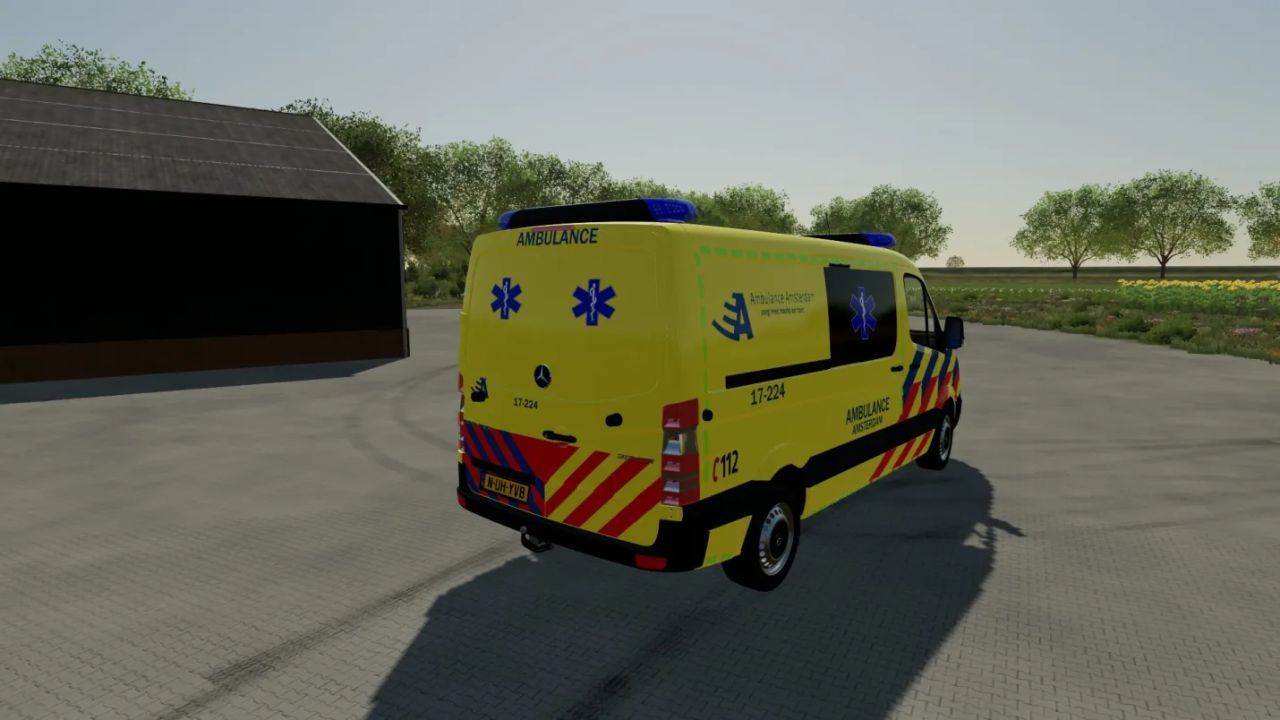 Skin Mercedes Benz Sprinter 2014 RTW Ambulance Amsterdam for Farming Simulator 22