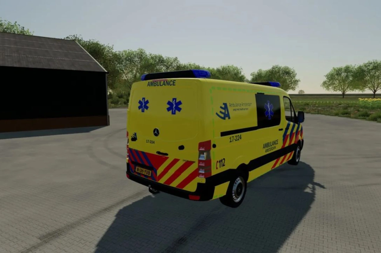 Скін Mercedes Benz Sprinter 2014 RTW Амбуланс Амстердам для Farming Simulator 22