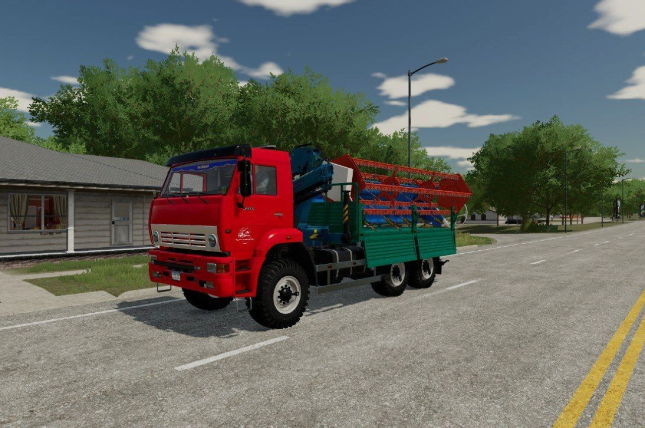 Вантажівка KamAZ-6522 з маніпулятором для Farming Simulator 22