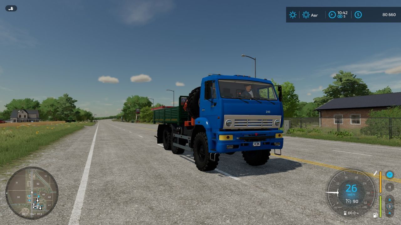 Вантажівка KamAZ-6522 з маніпулятором для Farming Simulator 22