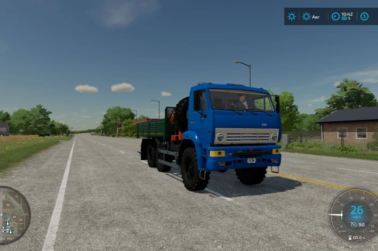 Вантажівка KamAZ-6522 з маніпулятором для Farming Simulator 22