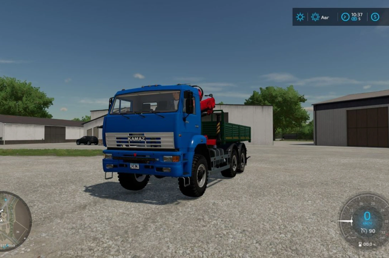 Вантажівка KamAZ-6522 з маніпулятором для Farming Simulator 22