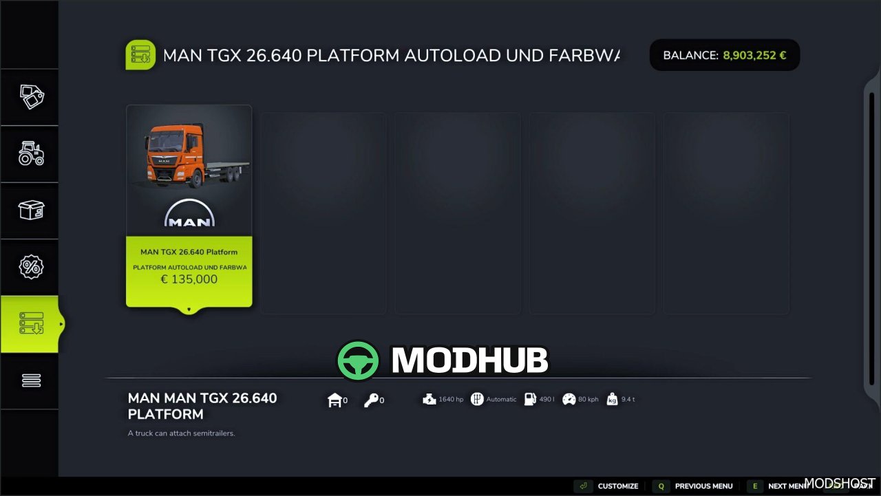 Вантажівка MAN TGX 26640 Autoload для Farming Simulator 25