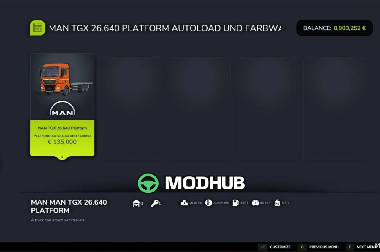 Вантажівка MAN TGX 26640 Autoload для Farming Simulator 25