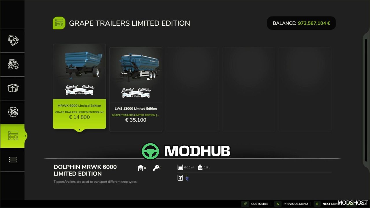 Причепи MRWK 6000 та LWS 12000 Limited Edition для Farming Simulator 25